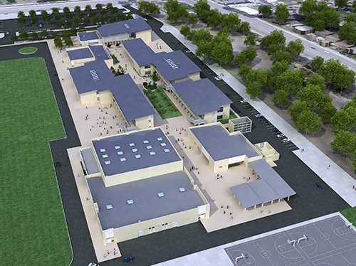 McBride High School in Long Beach, CA is designed according to solar orientation partnered with the use of PV arrays.