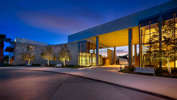 The library at Chino Hills illuminates the night