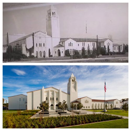 Newport Harbor High Bell Tower Before and After