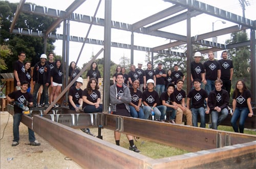 Team USC's poses with their entry for the 2013 Solar Decathlon